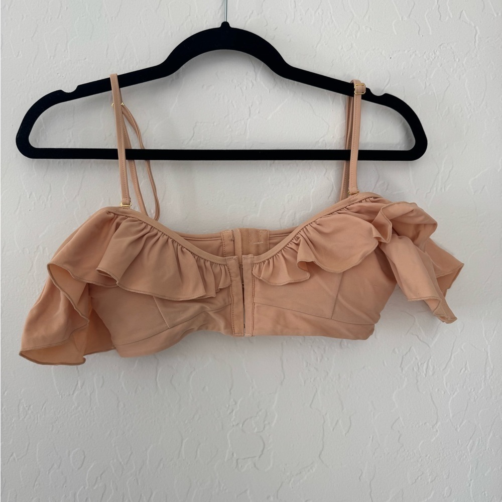 Beach Bunny Bella Ruffle Bikini Top in Nude Size Large